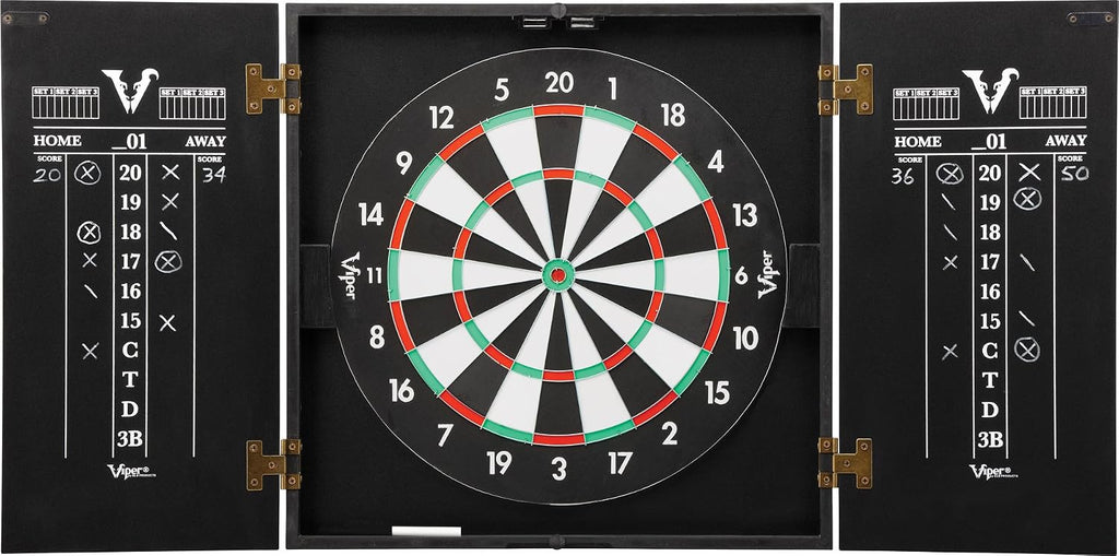 Viper Hideaway Cabinet & Steel-Tip Dartboard Ready-to-Play Bundle & Viper Dart Caddy Solid Wood Wall Mounted Dart Holder/Stand