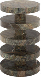 SAFAVIEH Couture Collection – Danny Green & Brown Stacked Round Marble Accent Table, Fully Assembled (SFV5766B)
