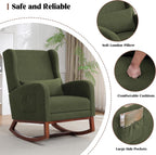 HCHAIRH Rocking Chair Nursery, Nursery Rocking Chairs with Foot Rest, Comfy Glider Rocker Nursing Chair with Back Pillow for Nursing, Living Room, Bedroom, Dark Green