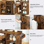 HOOBRO Kitchen Island, Storage Cabinet with Drawer, Kitchen Cart with Spice and Towel Rack, Saving Space, Easy Assembly, for Living Room, Rustic Brown BF12ZD01