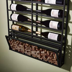 Wine Enthusiast 14-Bottle Gallery Wall Wine Rack with Cork Catcher - Black Powder-Coated Iron Label-Forward Display for 750 mL Bottles, Wall Mounted Bar & Dining Room Décor