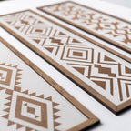 X DELUXE Minimalist Aztec Wood Wall Decor Set of 3 Geometric Scandinavian Boho Hanging Panels for Living Room Bedroom Hallway Office Modern Tribal MDF Wall Art Vertical Decorative Interior Accent