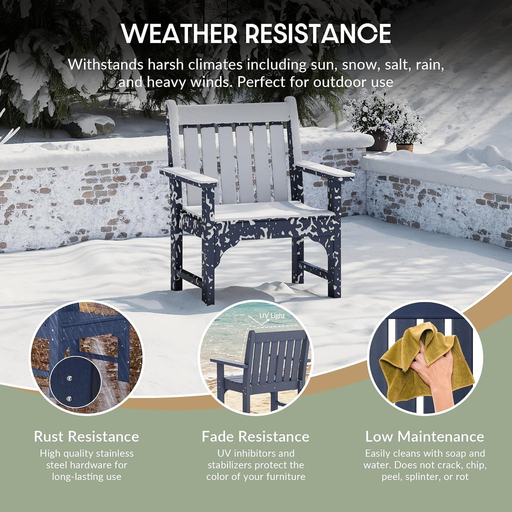 WestinTrends Malibu Outdoor Patio HDPE Adirondack Dining Arm Chair, Navy Blue