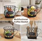 YINMIT K Cup Holder Organizer, Sturdy Coffee Pod Holder Organizer, 35 Kcup Large Capacity Storage Basket for Kitchen Counter and Office Desktop (Black-Circular with Handle)