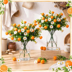 Tigeen 6 Pack Orange for Decoration Fake Orange Branches Artificial Vivid Faux Fruit Tables Centerpiece for Kitchen Stem Fruits for Home Spring Summer Decor