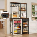 DreamDashio Over Mini Fridge Shelf with Power Outlet, 3-Tier Bakers Rack & Appliance Organizer for Microwave and Coffee Maker, Featuring Adjustable Shelves, Storage Drawer, 8 S-Hooks