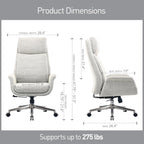 Realspace® Modern Comfort Pizana Bouclé Fabric High-Back Executive Office Chair, Light Sand/Brushed Nickel, BIFMA Compliant