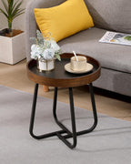 Side Table, a Small Round Side Table with Metal Legs. Suitable for use as a Coffee Table in the Living Room or as a Night Stand in the Bedroom.