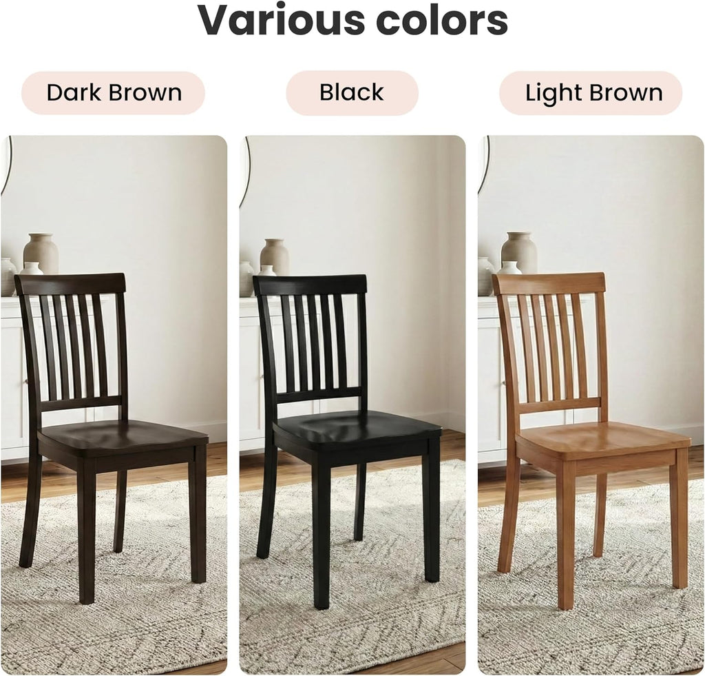 Farmhouse Dining Chairs Set of 6 – Solid Wood Rustic Kitchen Chairs with Spindle High Backrest and 17.3-Inch Wide Seat, French Country Style for Dining Room