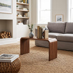 C Shaped End Table, Wooden Sofa Side Table for Couch, Small Nightstand for Living Room Bedroom Narrow Spaces Office