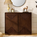 LKTART Mid Century Modern Sideboard Buffet Storage Cabinet with Doors and Shelves,Wood Coffee Bar Storage Cabinets for Kitchen, Dining Room, Living Room-Dark Walnut