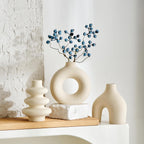 White Ceramic Vase Set of 3, Modern Boho Vases for Home Decor, Small Flower Vases for Pampas Grass, Round White Vases Centerpieces for Wedding Coffee Table Shelf Living Room Bedroom Entryway