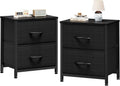 Sweetcrispy Nightstands Set of 2 with 2 Storage Drawer, Small Bedside Table | Small Dresser with Sturdy Wooden Top for Daily Essential, Compact Nightstand for Bedroom and Small Spaces, Black 2PC