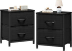 Sweetcrispy Nightstands Set of 2 with 2 Storage Drawer, Small Bedside Table | Small Dresser with Sturdy Wooden Top for Daily Essential, Compact Nightstand for Bedroom and Small Spaces, Black 2PC