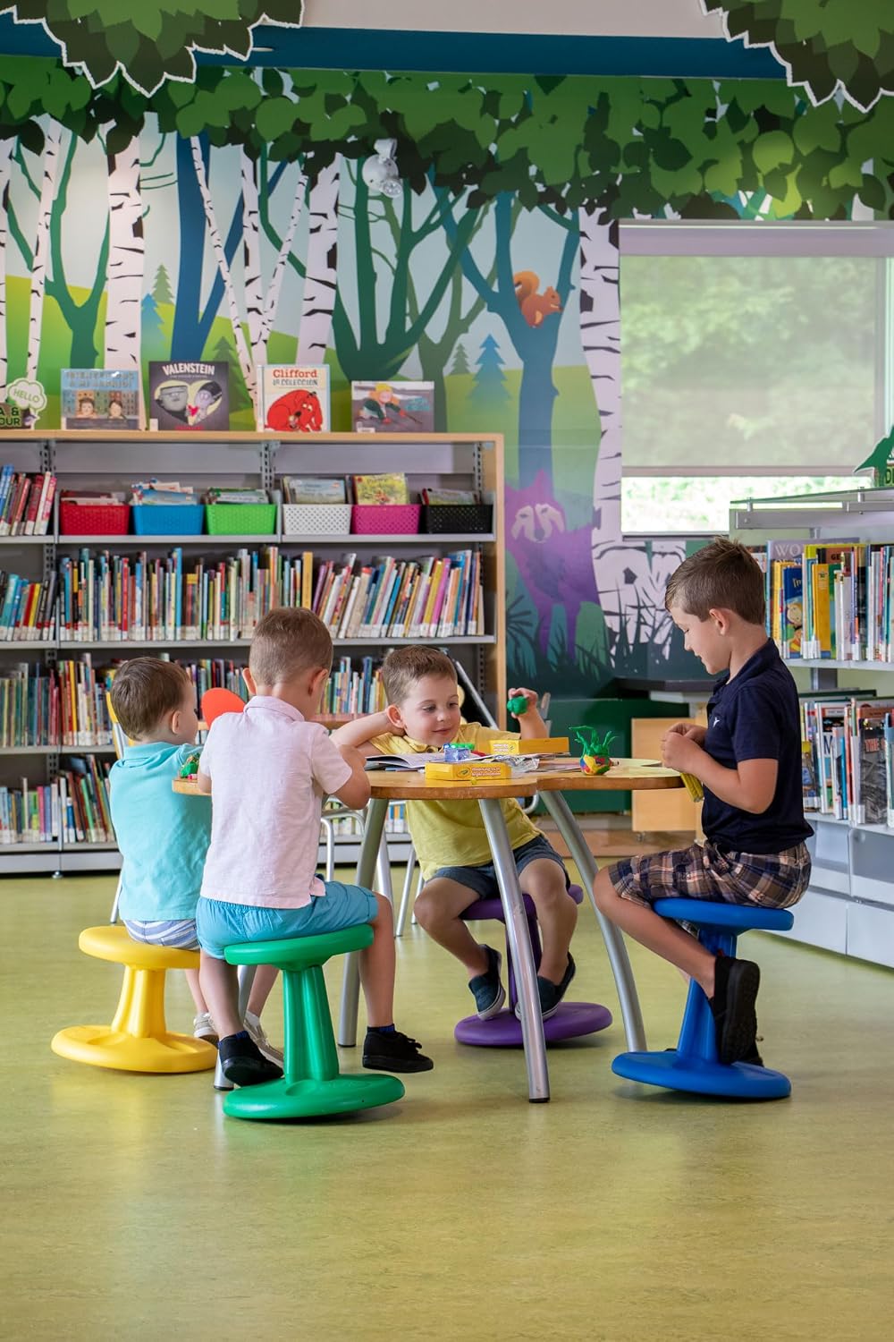 Kore Kids Wobble Stool, Flexible Seating, Ages 6-7, 14in, Blue | Wiggle chair for classroom and home boosts focus, improves posture, and provides an energy outlet; anti-tip base; Made in USA