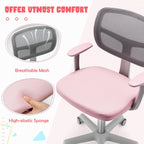 HONEY JOY Kids Desk Chair, Height Adjustable Children Study Chair, Swivel Mesh Task Student Chair, Universal Casters, Child Computer Desk Chair for Boys Girls Age 3-10 (Pink)