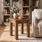 Solid Wood Side Table Set of 2, Farmhouse Square End Tale with Stable 4 Legs for Small Spaces, Living Room, Bedroom