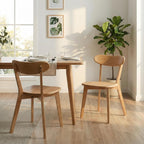 100% Solid Wood Dining Chairs,Mid Century Modern Dining Chairs with Rounded Backrest,Kitchen,Dining Room Chairs Set of 1/2/4 (1, Natural Color)