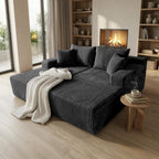 Sytopia Loveseat Chaise Lounge with Armrests, Oversized Sofa Bed with 4 Pillows, Cozy Boneless Sleeper, Modular Sectional Couch for Living Room Bedroom, Floor Chair Furniture sala Corduroy
