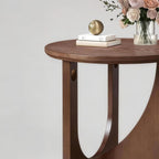 Solid Wood Side Table, 19.68" Rustic End Table for Living Room, Natural Wooden Accent Table, Small Round Corner Nightstand for Couch, Bedroom, Balcony, Walnut