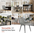 Jocisland Upholstered Faux Leather Dining Chairs Set of 4, Mid-Century Modern Kitchen & Dining Room Chairs with Curved Backrest, Cutout Handle, Metal Legs & Padded Seat, Grey