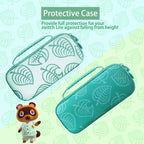 TIKOdirect Carrying Case for Switch lite, Shockproof Portable Travel Bag with Glitter Galaxy cover, Screen Protectors and Cute Leaf Thumb Grips Caps, Animal Crossing Green