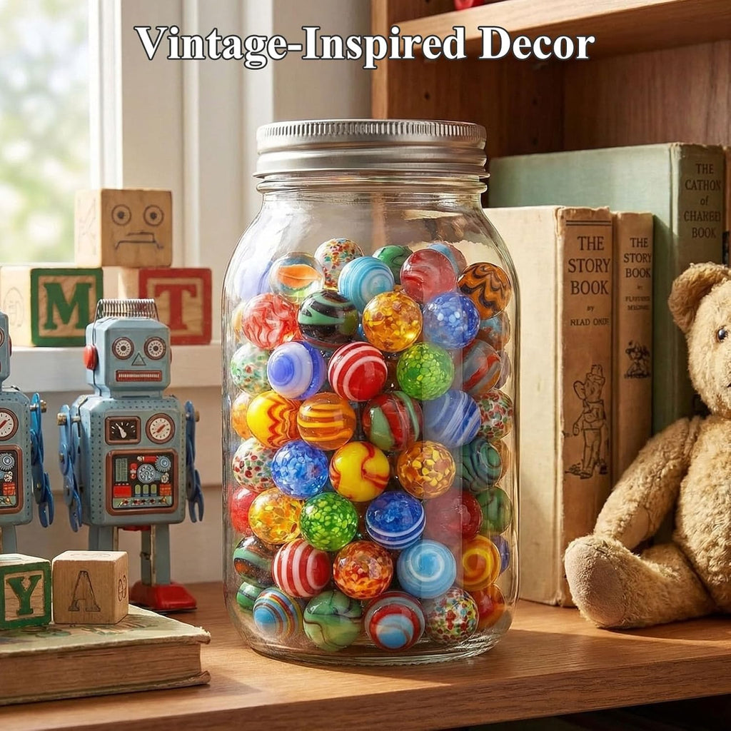 SallyFashion 32PCS Glass Marbles Bulk, 16mm/0.6inch Handmade Colorful Assorted Marbles for Vase Filler Flower Candle Crafts Centerpieces and Wedding Decoration