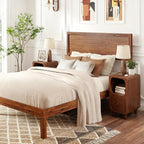 YUNMUARY-Narrow Nightstand,Walnut Nightstands,Mid Century Side Table,7.87 Inches Wide Bedroom Nightstand,Wooden Nightstands with Drawers for Hallway,Living Room,Corners,Fully Assembly.