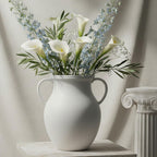 Nordic Minimalist 10 Inch Tall White Ceramic Vase, Modern Flower Vase for Dried Pampas Grass and Fresh Bouquets, Elegant Tabletop Centerpiece for Living Room, Shelf, or Entryway Decor