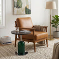 18.9'' Round End Table for Living Room, Modern Accent Side Table with Solid Wood Tabletop and Metal Base for Bedroom Nightstand Office Small Space