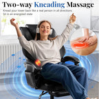 650LBS Massage Office Chair, PU Big and Tall Office Chairs with Vibration Kneading 4-Points, Oversized Ergonomic Reclining Executive Chair with Footrest, High Back Thick Cushion Gaming Chair,Black