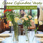 48pcs Glass Cylinder Vases 4,5,6 Inch for Centerpieces,Small Clear Flower Vases for Wedding Decorations and Indoor Home Decor, Hurricane Candle Holder for Table Shelf, Party