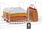 Wire Shelf Dividers for Closet: Clothes, Purse, Sweater Organizer, Vertical White Metal Rack Separators for Pantry, Bedroom, Kitchen Organization on Shelving (12" D x 10.6" H, 8 Pack)