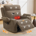 Power Swivel Rocker Recliner Chair with Massage & Heat, 26'' Oversized Glider Recliner Nursery Chair with Adjustable Headrest,Dual Motor Electric Recliner Chairs for Adults,Infinite Position,Camel