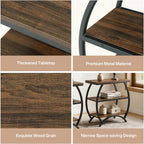 Tribesigns End Table for Living Room, Narrow Couch Side Table with 3-Tier Storage Shelves, Small Bedside Nightstand with Metal Frame, Rustic Brown