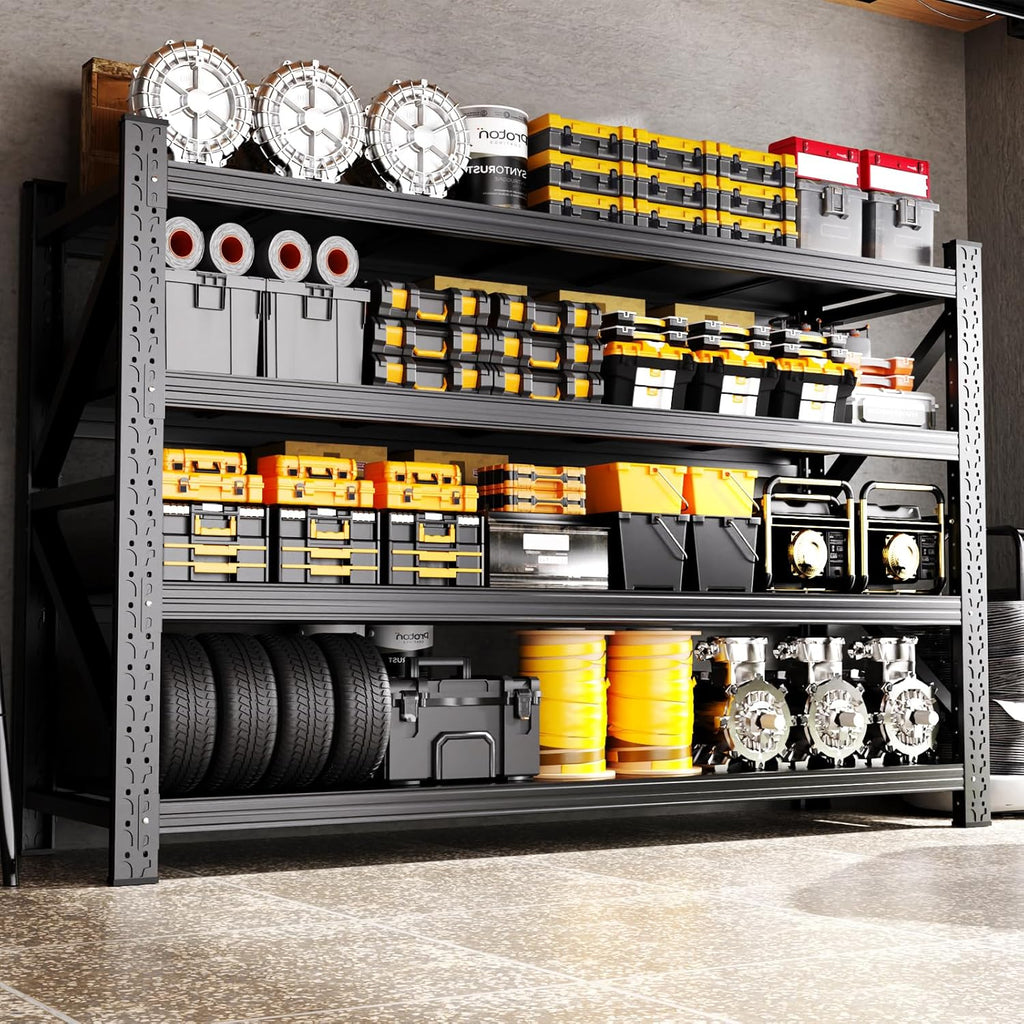 79"W Heavy Duty Storage Shelves, 8000LBS Adjustable Garage Shelving Unit, Rust Proof Large Metal Storage Rack, 24"D x 79"W x 74"H Industrial Shelving for Warehouse, Basement, Shop, Supermarket