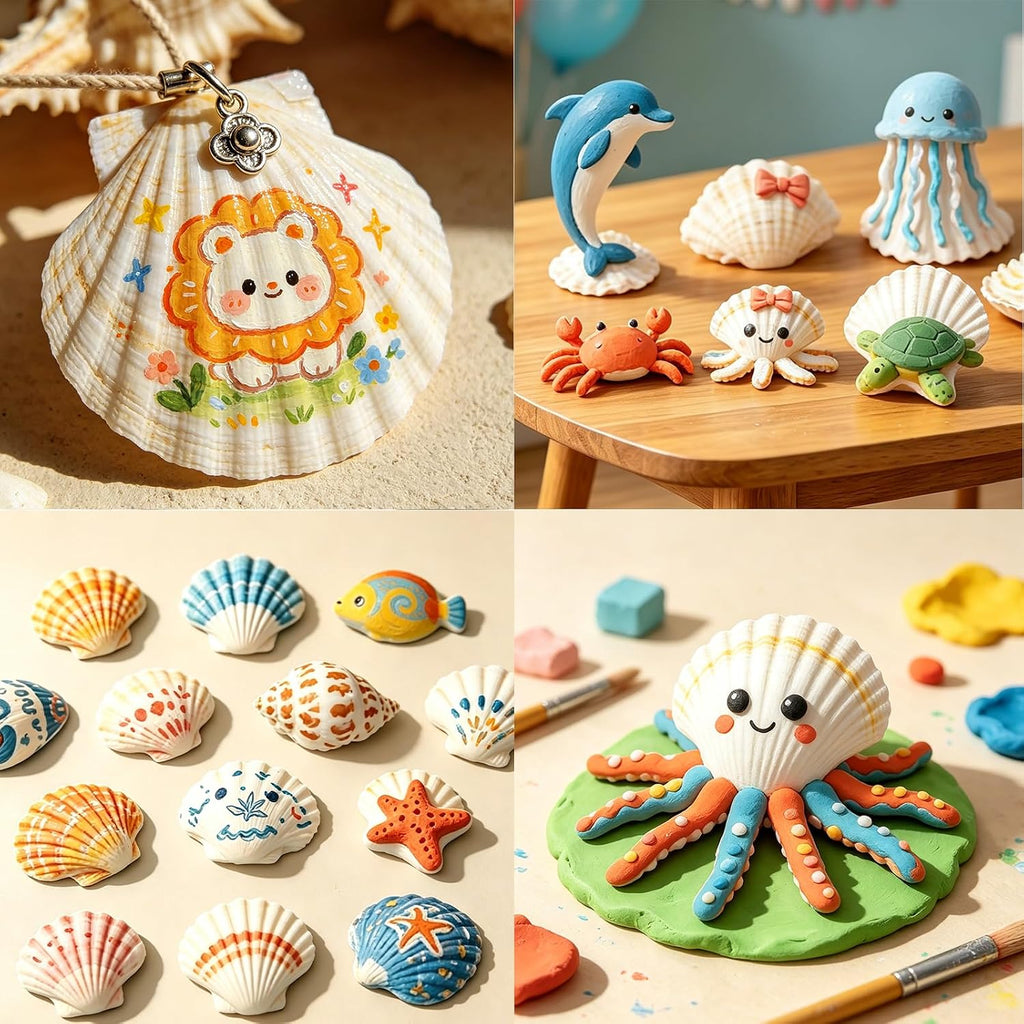 20PCS Natural White Scallop Shells 3-4 Inch for Crafts, DIY Painting, Beach Sea Home Decor, Large Seashells Bulk for Ocean Themed Party Decoupage Decoration