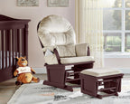Suite Bebe Madison Nursery Rocking Chair with Ottoman, Wooden Glider for Baby Nursing, Smooth Gliding Rocker, Espresso and Beige