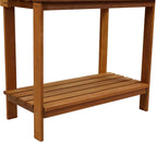 Sunnydaze 42-Inch Meranti Wood Outdoor Potting Bench with Storage Shelf - Teak Oil Finish