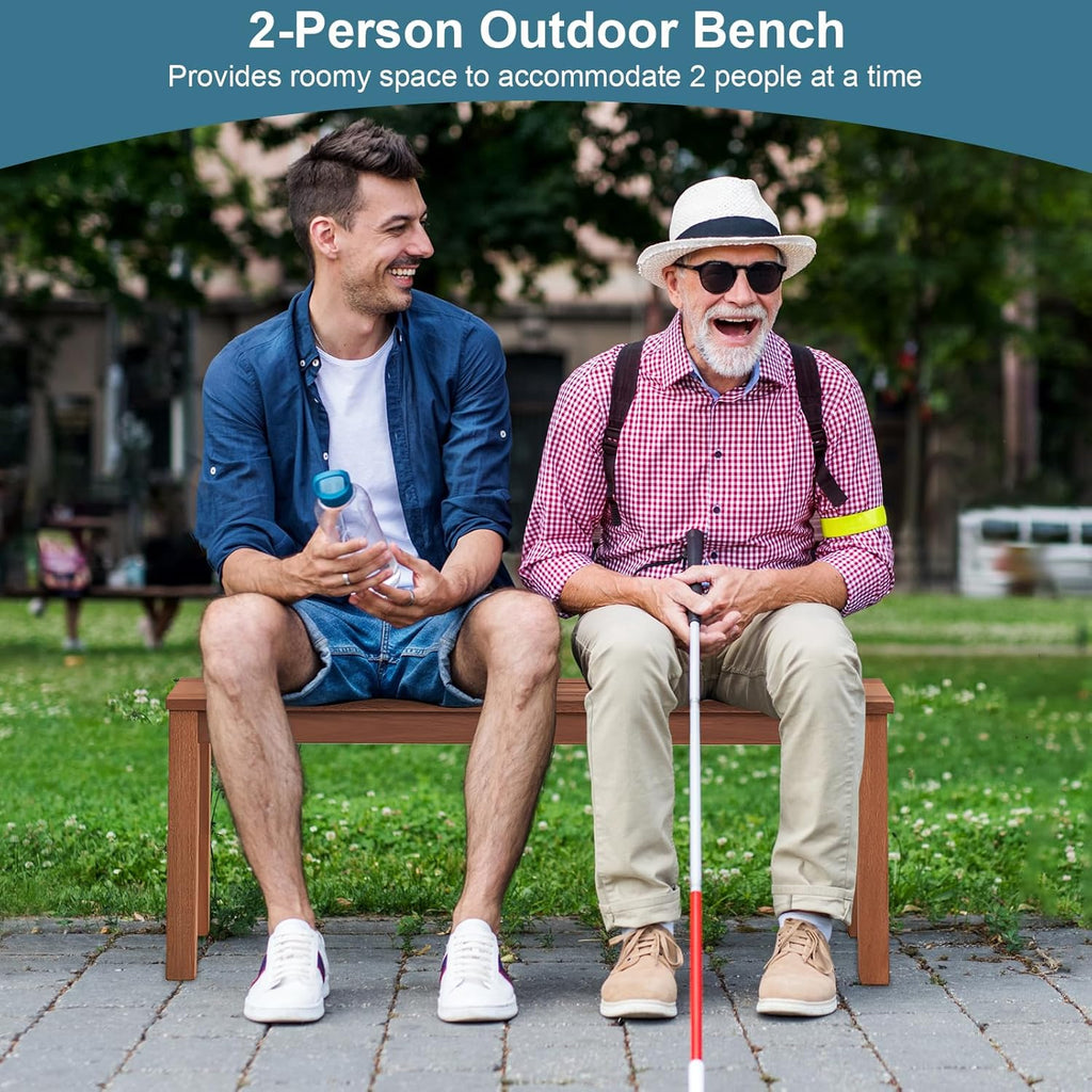 COSTWAY Outdoor Bench, 39.5” Backless Solid Wood Narrow Bench for Outside, Patio, Park, Garden & Front Porch (1)
