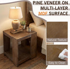 2-Tier Side Table for Living Room Set of 2, Rectangular End Table with Open Storage, Farmhouse Accent Bedside Table for Bedroom, Brown