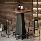 Tribesigns Round Bar Table, 37.4" High Pub Table with Metal Footrest, Drink Bar Station for Small Bars, Dining Room, Kitchen, Brown and Black