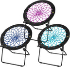 Zenithen Foldable 29" Bunjo Bungee Chairs, Plum, Indigo & Teal, 3-Pack