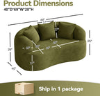 69" Curved Loveseat Sofa for Living Room, Modern Chenille Love Seat Cloud Couch, Luxury Plush Extra Deep Oversized Sofa for Small Spaces, Bedroom, Apartment‌, No Assembly Required, Green