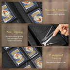 Ravaver Toploader Binder, Oversized 9 Pocket 252 Top loaders Holder with Customizable Label Slot and Side-Loading Sleeves for Trading Cards in 3" x 4" Toploader (Black)