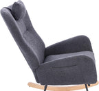 Teddy Upholstered Nursery Rocking Chair for Living Room Bedroom Indoor,A-1 | Ergonomic high backrest and thick seat cushion for ultimate comfort; easy assembly; versatile for nursery, living room,