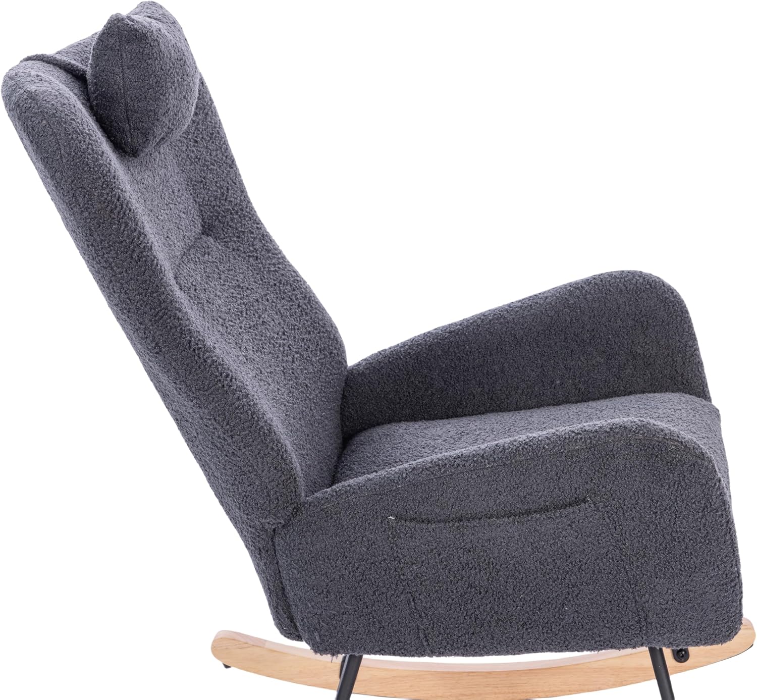 Teddy Upholstered Nursery Rocking Chair for Living Room Bedroom Indoor,A-1 | Ergonomic high backrest and thick seat cushion for ultimate comfort; easy assembly; versatile for nursery, living room,