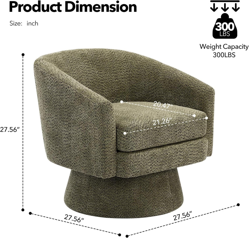 CABIHOME 360° Accent Chair, Wood Frame & Soft Padded Lounge Chair with Ergonomic Wrap Design, Cozy Chenille Fabric Armchair for Living Room, Garden, Patio