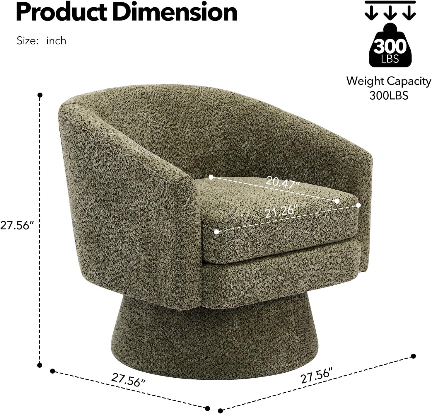 CABIHOME 360° Accent Chair, Wood Frame & Soft Padded Lounge Chair with Ergonomic Wrap Design, Cozy Chenille Fabric Armchair for Living Room, Garden, Patio