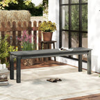 Tangkula HDPE Outdoor Bench, 2-3 Person Patio Bench, 55" Backless Garden Dining Bench with Slatted Seat, Weatherproof Park Bench for Entryway, Porch, Lawn & Backyard (Grey,1)